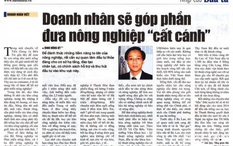 Doanh nhân sẽ góp phần đưa nông nghiệp 